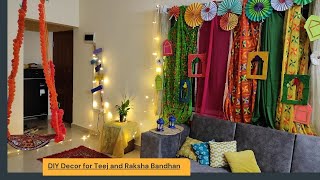 DIY Renter Friendly Teej & Rakhi Decor | Backdrop for Kitty| Traditional easy decor for festivals