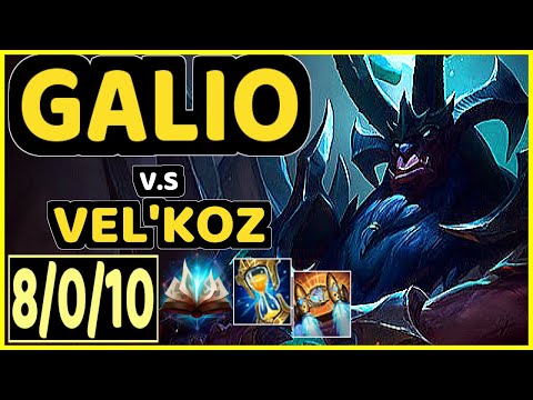GALIO vs VEL'KOZ - 8/0/10 KDA MID GAMEPLAY - EUW Ranked MASTER