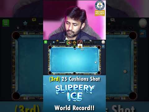 3rd Time World Record 😲 25 CUSHIONS SHOT - Slippery Ice 8 Ball Pool GamingWithK #Shorts #GamingWithK