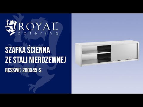Video - Szafka ścienna ze stali nierdzewnej - 200 x 45 cm - Royal Catering - 30 kg