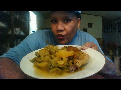 Green beans and potatoes roasted chicken #Mukbang #ASMR #tastysensation #먹방 💋