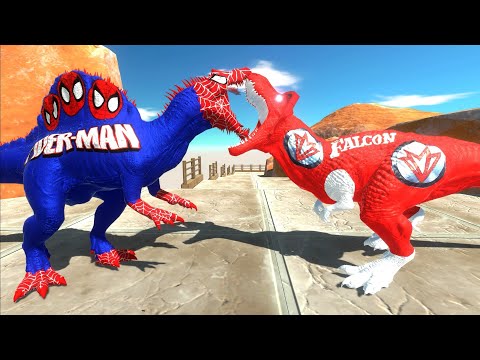 SPIDERMAN SPINOSAURUS MOUNTAIN DEATH CLIMB - Animal Revolt Battle Simulator