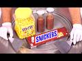 M M S Snickers Ice Cream Rolls How To Make The Best Peanut And Chocolate Ice Cream ASMR
