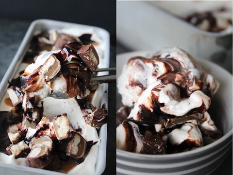 How To Make No Churn Twix Ice Cream (No Machine Ice Cream) - By One Kitchen Episode 761