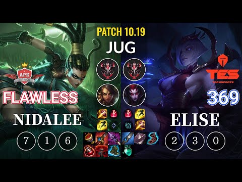 APK Flawless Nidalee vs TES 369 Elise Jungle - KR Patch 10.19