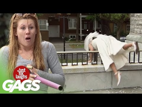 Bride Takes a Mean Fall on Her Wedding Day - Just For Laughs Gags
