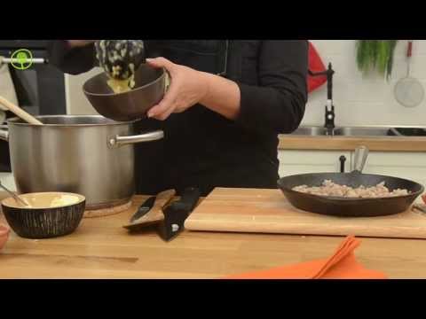 Frumenty soup with vegetables and sautèed lamb sweetbreads