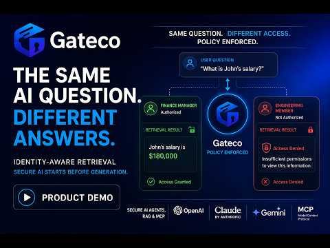 Gateco Product Demo: Secure RAG, AI Agents & MCP with Identity-Aware Retrieval, Gateco video thumbnail