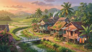 Download lagu Serene Indonesian Village Golden Hour 4K - Tropical Kampung Rice Fields Looping Background mp3