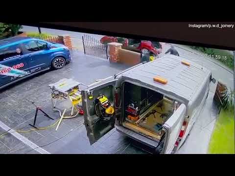 Man fights off thieves robbing his van before they drive into his car