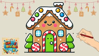 How to Draw a Cute Gingerbread House - Fun & Easy for Kids!