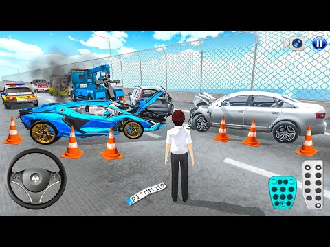 New Blue Car Crash On Eight Lane Highway - 3D Driving Class Police Car - Gameplay Android iOS -2025