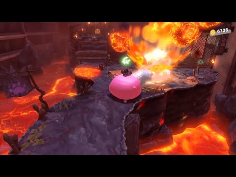Kirby and the Forgotten Land - Use Water to Destroy 7 Falling Lava Balls