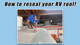How to Seal RV Roof! RV technician explains how to seal seams & moldings with roof sealant.