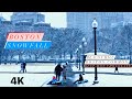 Snowfall in Boston | Boston Common, Beacon hill in winter | Walking tour | Relaxing piano | 4k 60fps