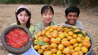 Eating Golden Fruit With Two Girls at My Farm