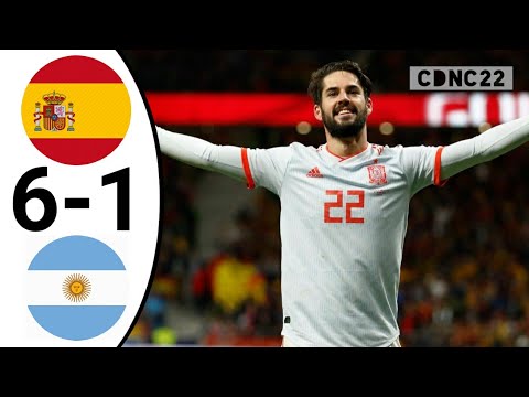 Spain vs Argentina 6-1 All Goals & Highlights (English Commentary) 2018 Friendly