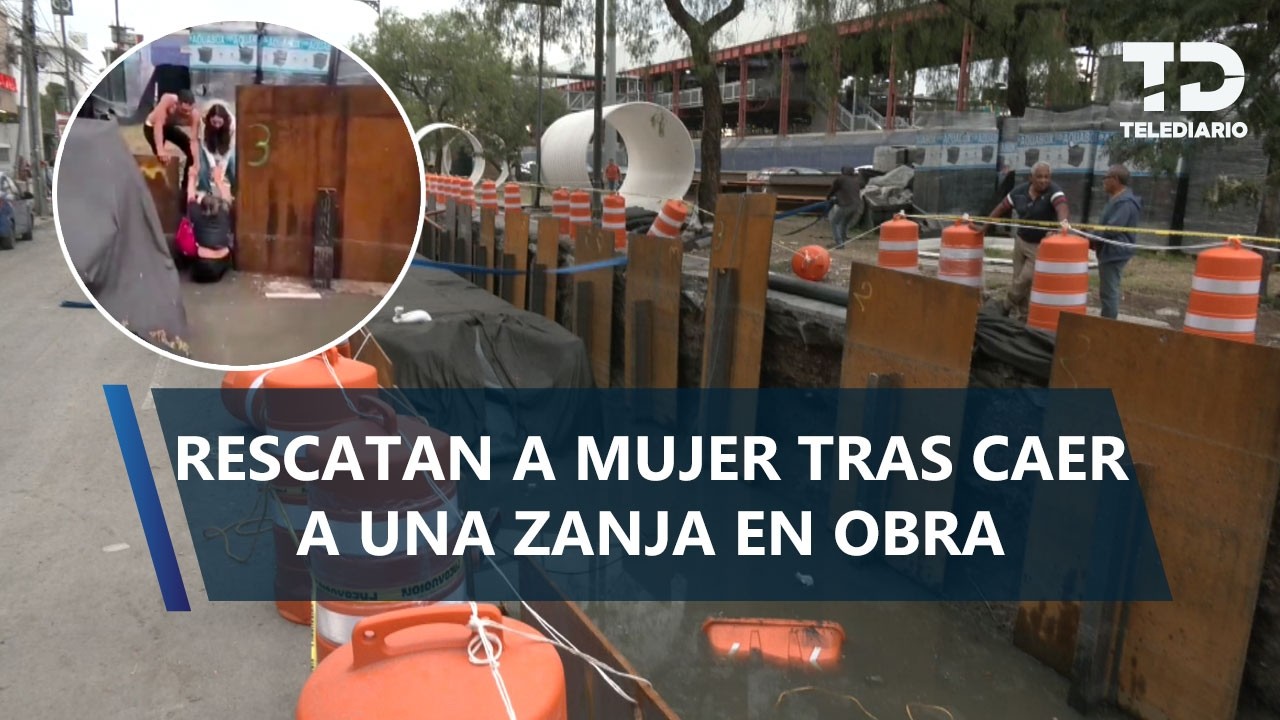 Mujer cae en zanja inundada con aguas negras en obra en Ignacio Zaragoza