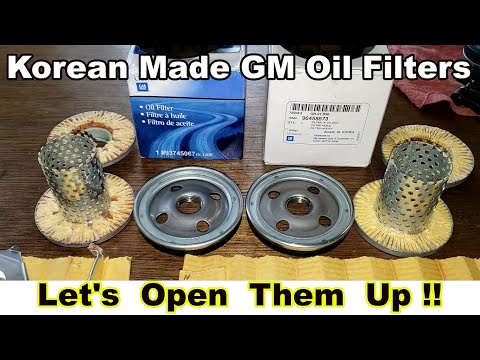 GM Oil Filter 93745067 Cut Open vs. GM Oil Filter 96458873 Cut Open, Oil Filter Comparison
