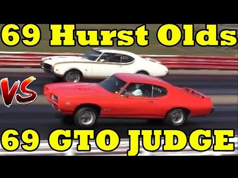 Ram Air IV GTO Judge vs 455 Hurst Olds - 1/4 Mile Drag Race Video - Road Test TV ®