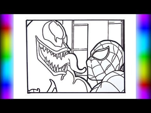 Venom Fights Spiderman Coloring Page / How to draw SPIDER-MAN vs. VENOM / NCS