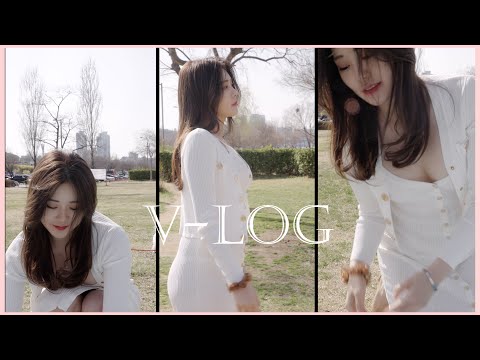 (고화질 4k 세로) 정원룩북 한강공원 화이트 Vlog (라면, 강아지, 산책, 데이트)