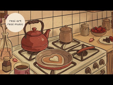 warm romantic breakfast, pancakes and valentines, soft morning melodies playlist