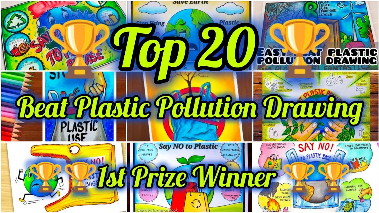 Beat Plastic Pollution Drawing/Ending Plastic Pollution Globally Drawing/Environment Day Best Poster