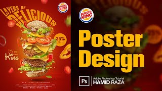 Burger Ad Poster | Burger Restaurant Advertising Poster/Flyer Design - Photoshop Tutorial