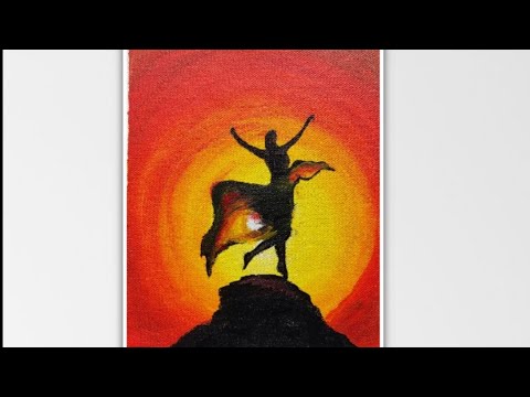GIRL DANCING IN SUNSET PAINTING/ACRYLIC PAINTING FOR BEGINNERSSTEP BY STEP/DAILY ART CHALLENGE #36