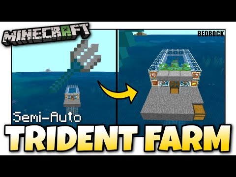 Minecraft – TRIDENT FARM ( SEMI-AUTO )[ Tutorial ] MCPE 