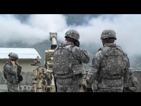 M777 Howitzer Direct Fire At Taliban Positions