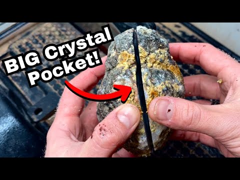 Cutting Geodes that are FULL of crystals open on my saw!