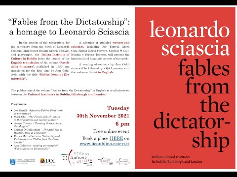 “Fables from the Dictatorship”: a homage to Leonardo Sciascia - ENG - IIC Dublin 30.11.2021