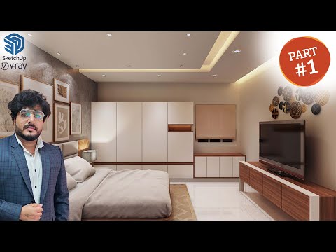 Part 1 || SketchUp Turtorial || Bedroom interior with V ray