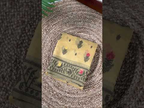 Mehendi Elegant Poly Cotton Thread-Weaving Saree with Matching Unstitched Blouse – Lightweight Traditional Daily & Festive Wear