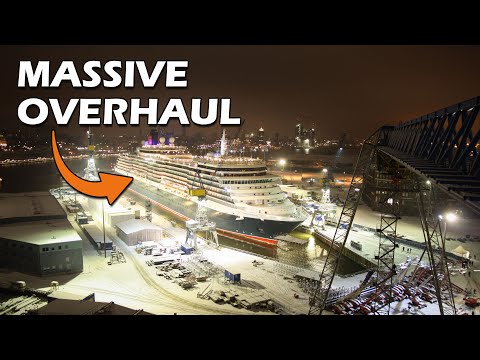 Queen Victoria RESTORATION in Dry Dock - Cruise Ship Repair at Blohm+Voss Hamburg -  TIMELAPSE 4K