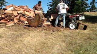 preview picture of video 'Splitting the big logs.'