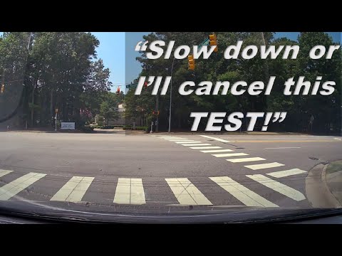 SLOW DOWN!!  DMV Drive Test, 2nd Attempt - Nervous Student, Upset Examiner
