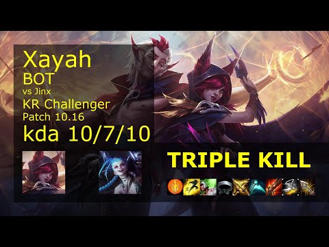 Xayah ADC & Bard vs Jinx & Thresh - KR Challenger 10/7/10 Patch 10.16 Gameplay // [롤] 자야 vs 징크스