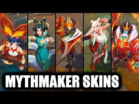 All Mythmaker Skins Spotlight Jhin, Irelia, Nami, Cassiopeia, Zyra, Garen, Sivir, Galio, Jarvan IV
