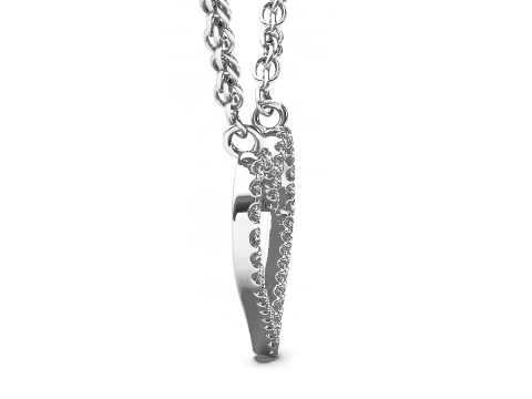 0.12 Carat Diamond Heart Pendant Necklace in 10k White Gold 18"