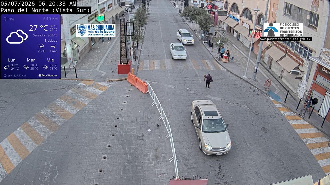 Live webcam view of Paso del Norte Bridge South View