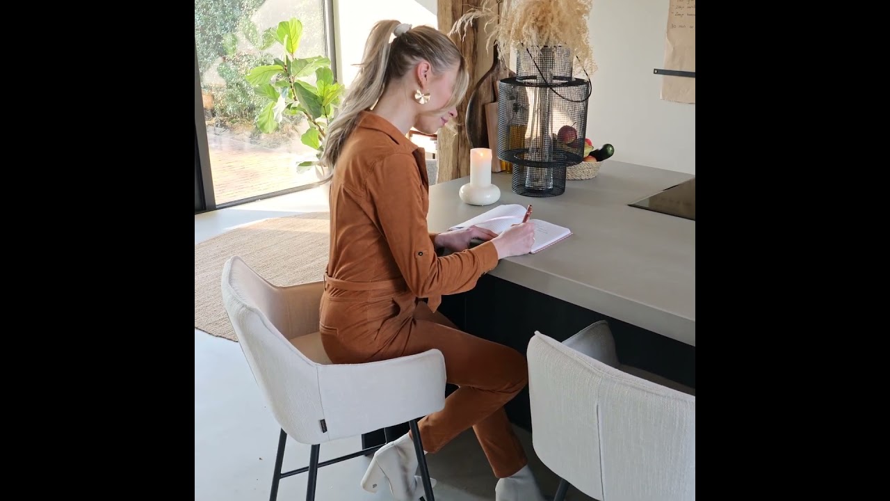 Barhocker Ciara Off white Leinen 65 - 78 cm