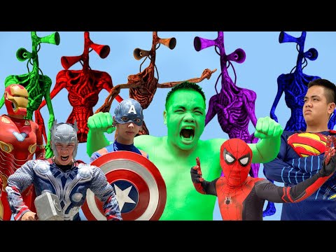 Team Superheroes VS Color Team Siren Head - Czary Hulk