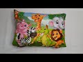 Kids Cartoon Pillow Cover Jungle Animals