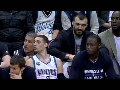 Nikola Pekovic sweaty handshake with Zach LaVine