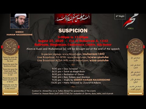HUSSAINI MORALS (Suspicion) - 6th Muharram 1442AH | Shk Hamam Nassereddine