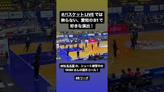 #バスケットLIVE では映らない、愛知のB1で好きな演出！ #FE名古屋 の、シュート練習中のTASH さんの選手コール！ #Bリーグ