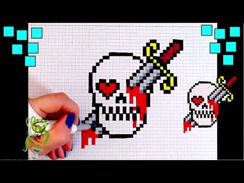 Dessin in Pixel Art. Comment Dessiner crâne gothique